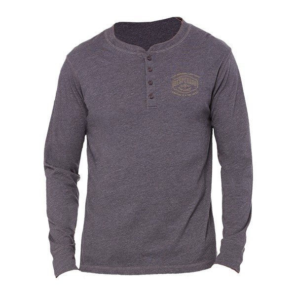 long sleeve tee with buttons-grey-"you better let somebody love you desperado"